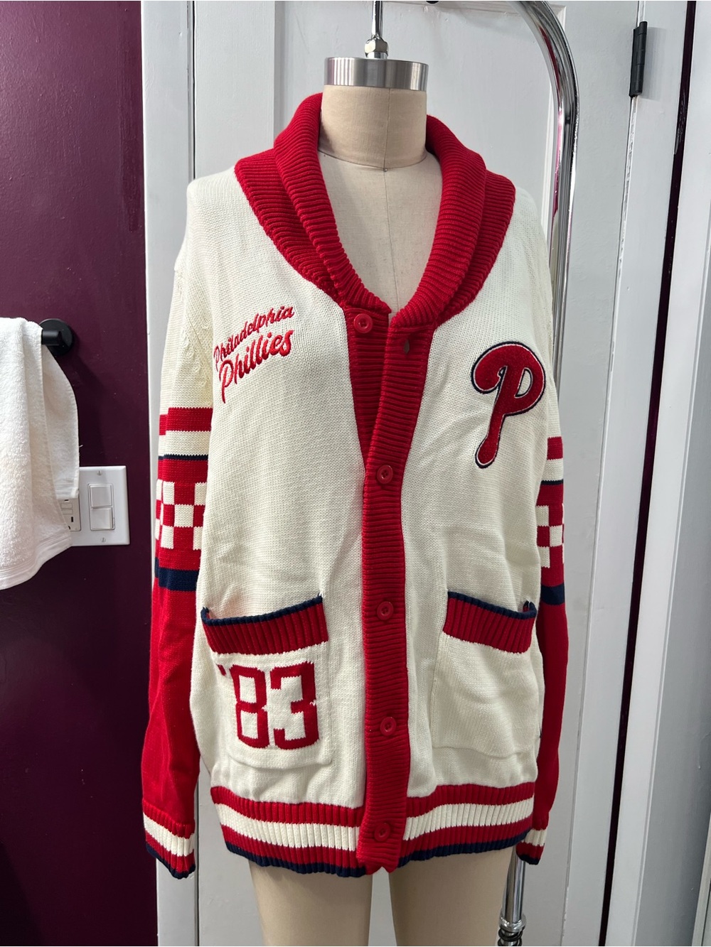 Genuine Merchandise Red & Cream Knit Cardigan